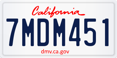CA license plate 7MDM451