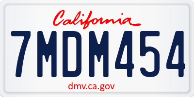 CA license plate 7MDM454