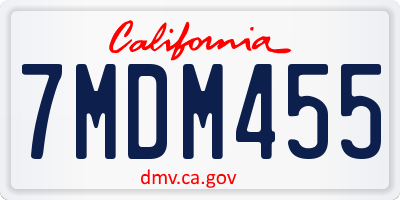 CA license plate 7MDM455