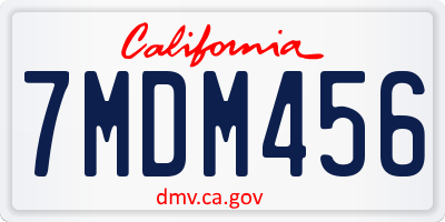 CA license plate 7MDM456