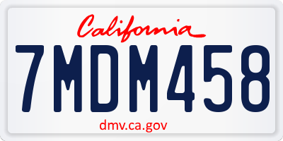 CA license plate 7MDM458