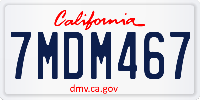 CA license plate 7MDM467