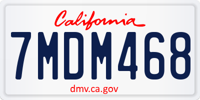 CA license plate 7MDM468