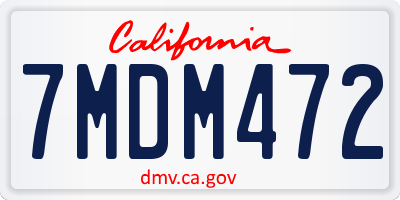 CA license plate 7MDM472
