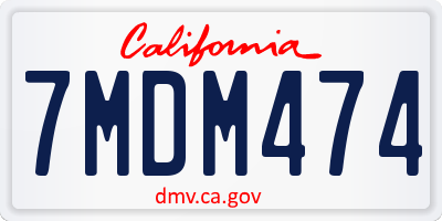 CA license plate 7MDM474