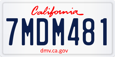 CA license plate 7MDM481