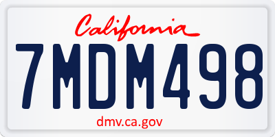 CA license plate 7MDM498