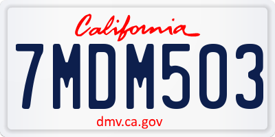 CA license plate 7MDM503