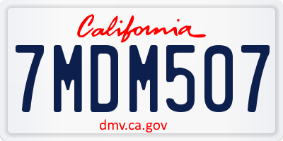 CA license plate 7MDM507