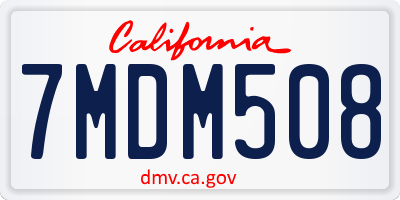 CA license plate 7MDM508