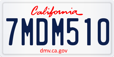 CA license plate 7MDM510