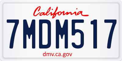 CA license plate 7MDM517