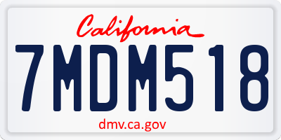 CA license plate 7MDM518