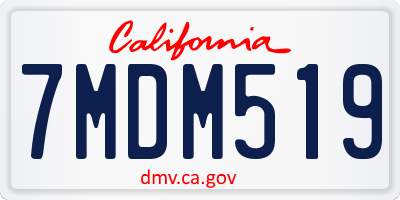 CA license plate 7MDM519