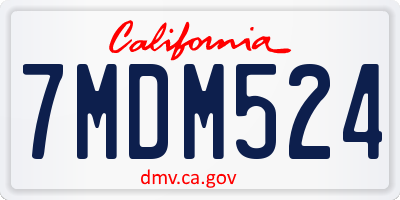 CA license plate 7MDM524