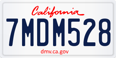 CA license plate 7MDM528