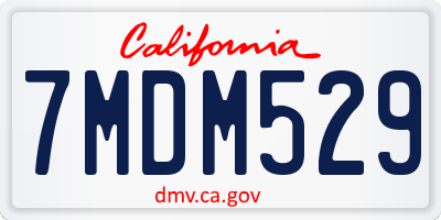 CA license plate 7MDM529
