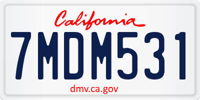 CA license plate 7MDM531