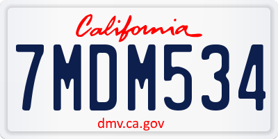 CA license plate 7MDM534