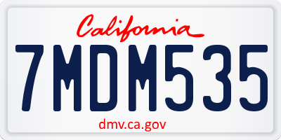 CA license plate 7MDM535