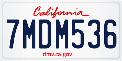 CA license plate 7MDM536