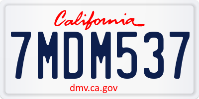 CA license plate 7MDM537