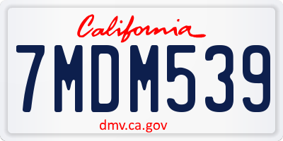 CA license plate 7MDM539
