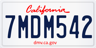CA license plate 7MDM542