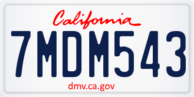 CA license plate 7MDM543
