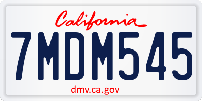 CA license plate 7MDM545