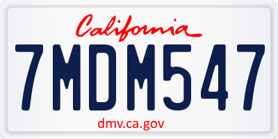 CA license plate 7MDM547