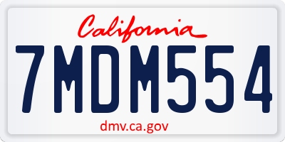 CA license plate 7MDM554