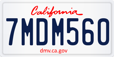 CA license plate 7MDM560