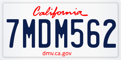 CA license plate 7MDM562