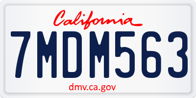 CA license plate 7MDM563