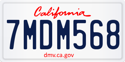 CA license plate 7MDM568