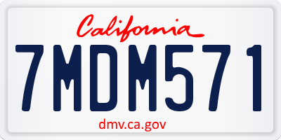 CA license plate 7MDM571