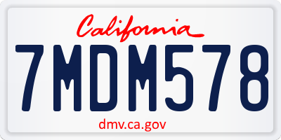CA license plate 7MDM578