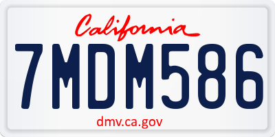 CA license plate 7MDM586
