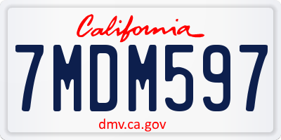 CA license plate 7MDM597