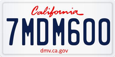 CA license plate 7MDM600