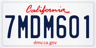CA license plate 7MDM601