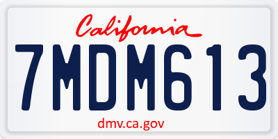 CA license plate 7MDM613