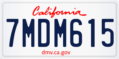 CA license plate 7MDM615