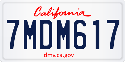 CA license plate 7MDM617