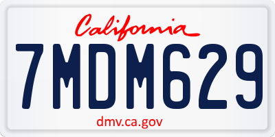 CA license plate 7MDM629
