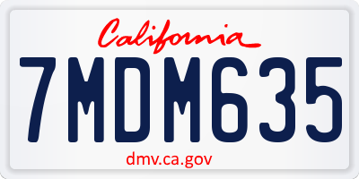 CA license plate 7MDM635
