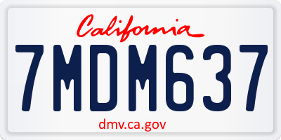 CA license plate 7MDM637