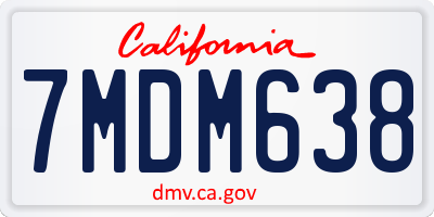 CA license plate 7MDM638