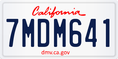 CA license plate 7MDM641